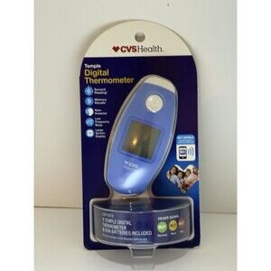 CVS Health Temple Digital Thermometer Digital Display Memory Recall Fever Signal